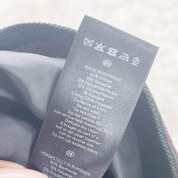 Hobbs London Women's Red Tweed Black Trim Zip Jacket Size 12 - Picture 6 of 6